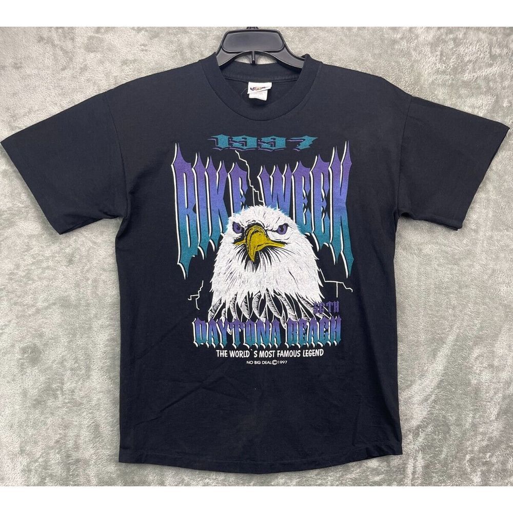 VTG 1997 Daytona Bike Week Looney Tunes Bald Eagle Black T‎ Shirt Size L